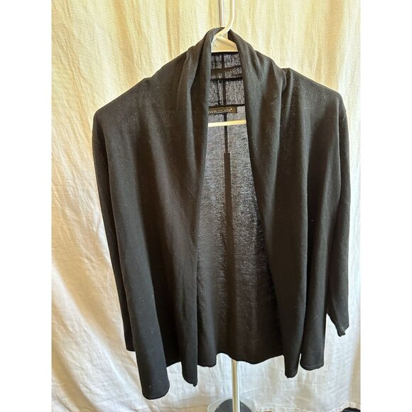 August Silk Open Front Flowy Cardigan Sweater Black Sz Medium 53%‎ Silk - Picture 1 of 4